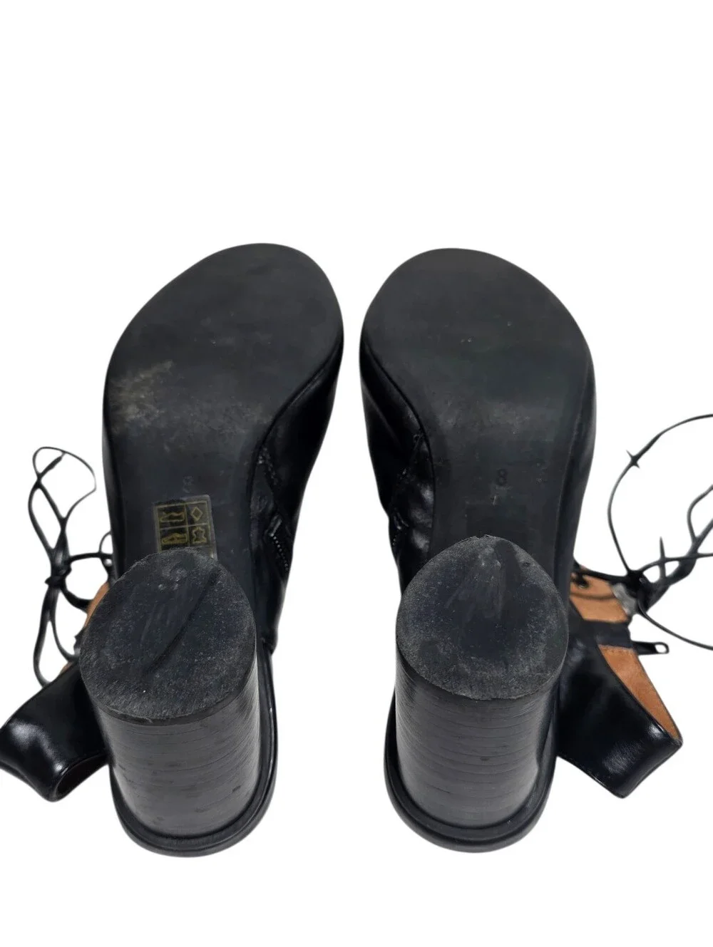 JEFFREY CAMPBELL COVETS BLACK LEATHER LACE UP CUTOUT HEELS SZ 8